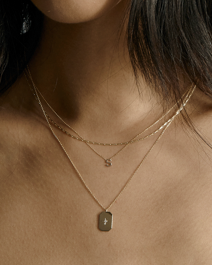 Petite Letter Pendant Necklace Gold | Sarah & Sebastian onBody