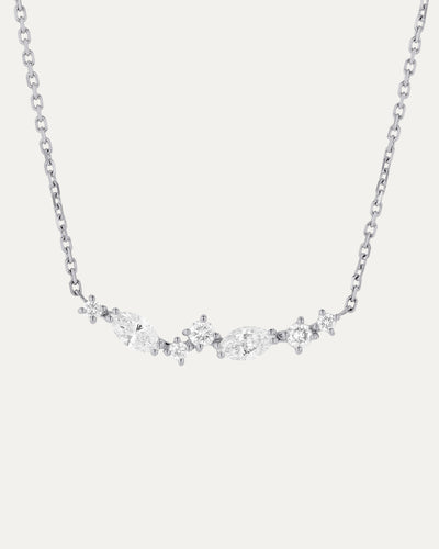 SARAH & SEBASTIAN Bold Gossamer Necklace in White Gold — front view