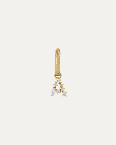 SARAH & SEBASTIAN Gossamer Letter Carabiner Charm in Yellow Gold — front view