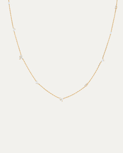 SARAH & SEBASTIAN Gossamer Station Necklace in Yellow Gold — front view