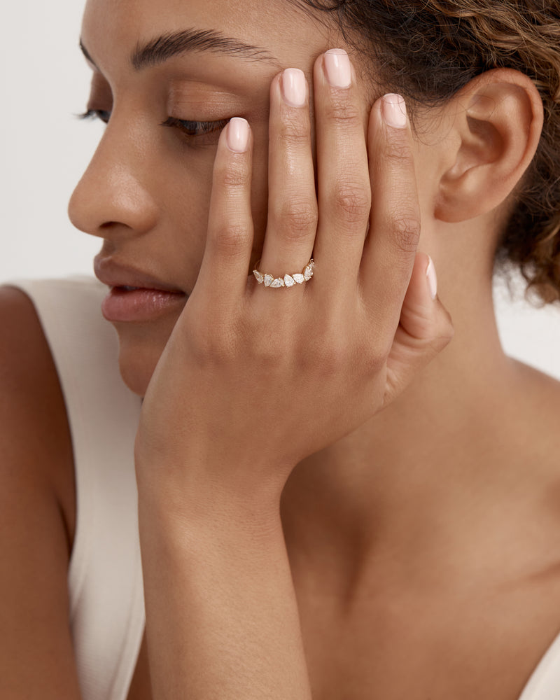 Half Endless Pear Diamond Ring by Sarah & Sebastian