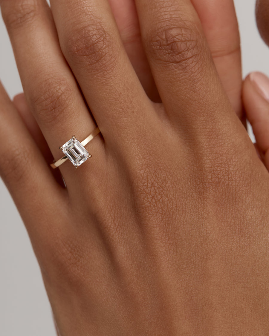 Emerald Diamond Engagement Ring Yellow Gold Sarah Sebastian