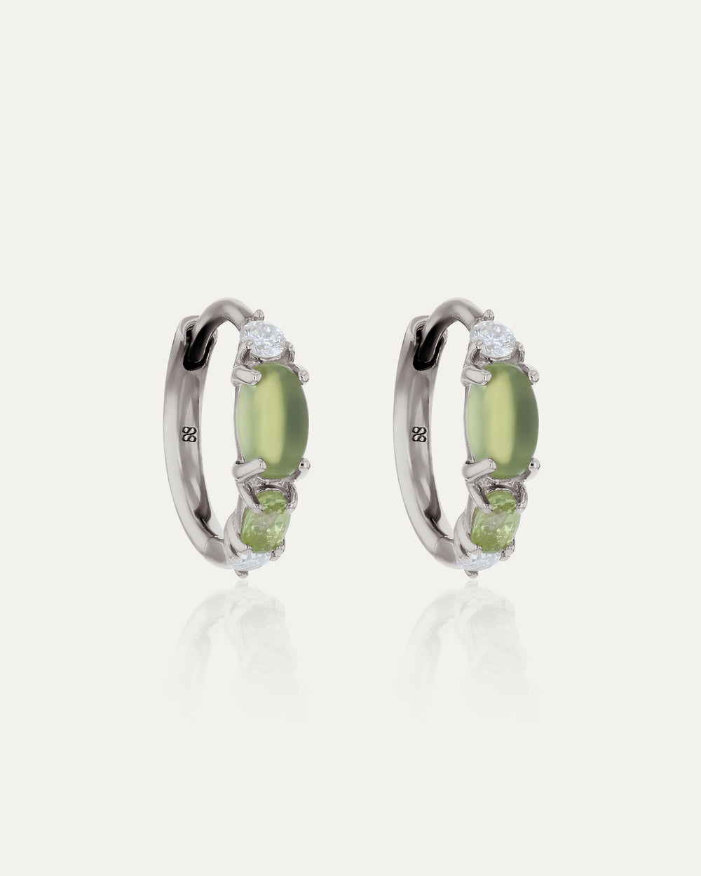 Sand Diamond Peridot Hoops