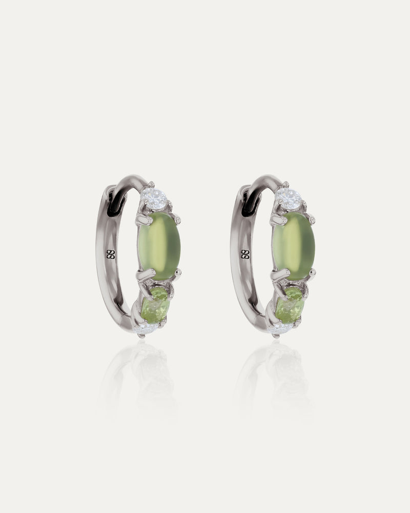 Sand Diamond Peridot Hoops