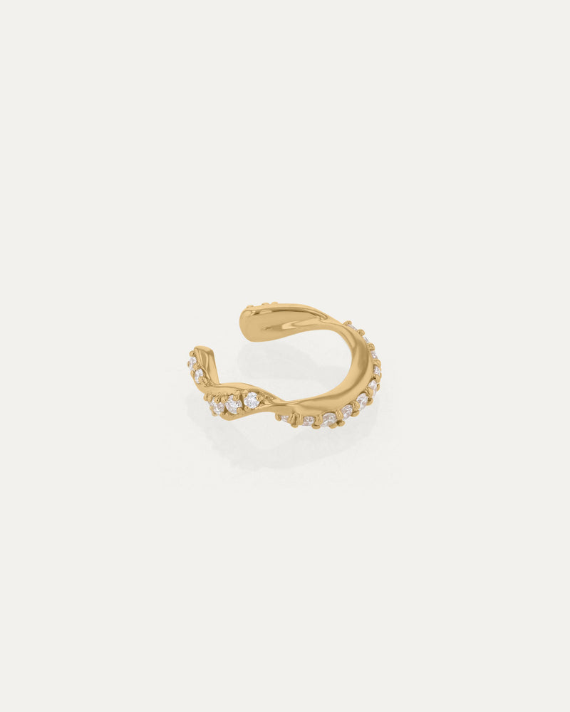 SARAH & SEBASTIAN Overtone Diamond Ear Cuff in Yellow Gold — detail view