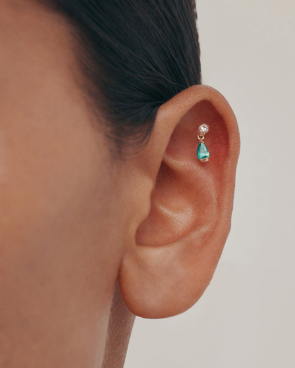 Teardrop Emerald Cartilage Earring