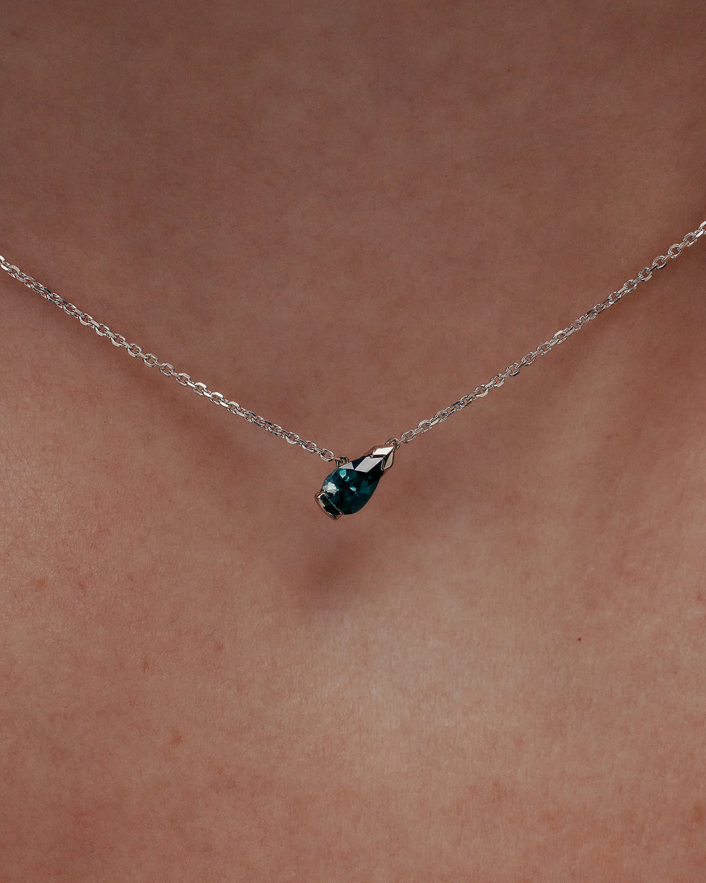 Suspense Pear Sapphire Necklace