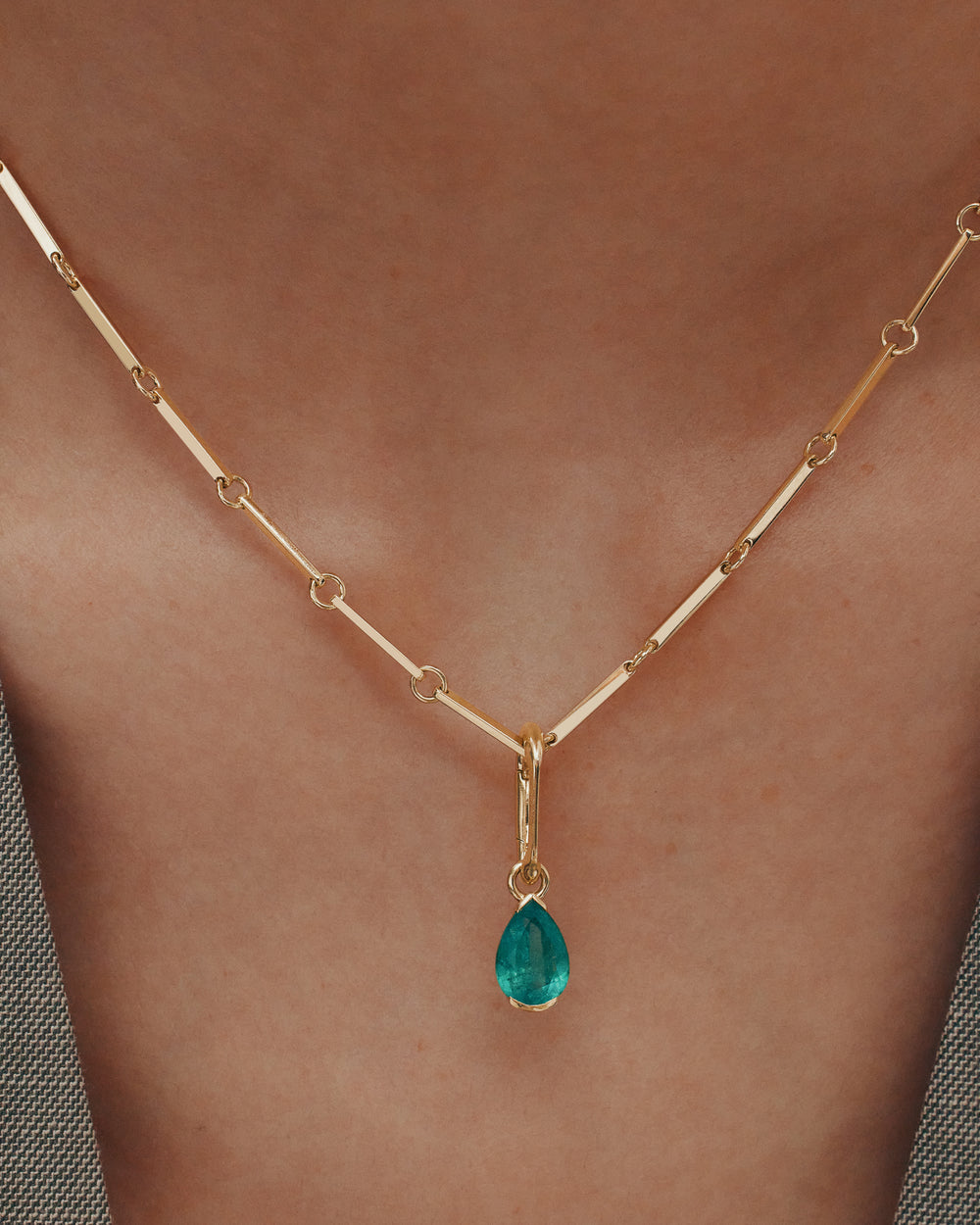 Green Emerald Pear Carabiner & Necklace