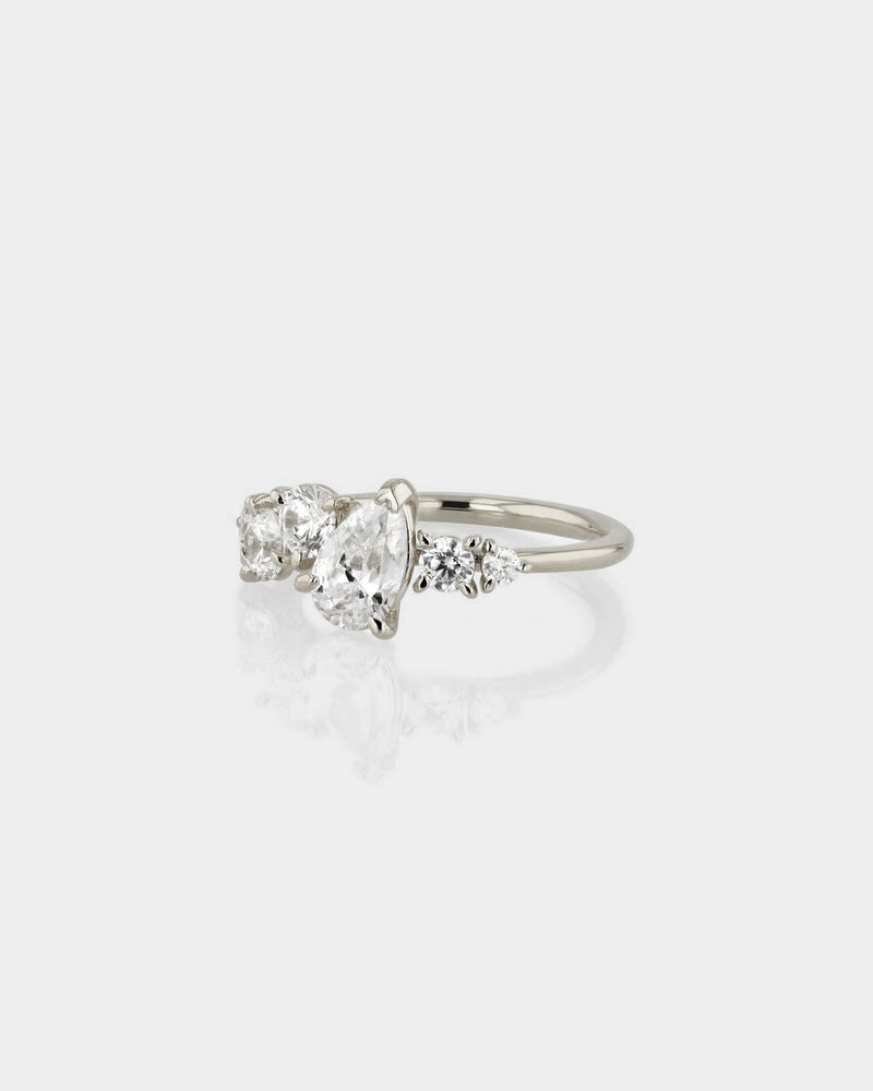 Multi Diamond Pear 0.70ct Engagement Ring