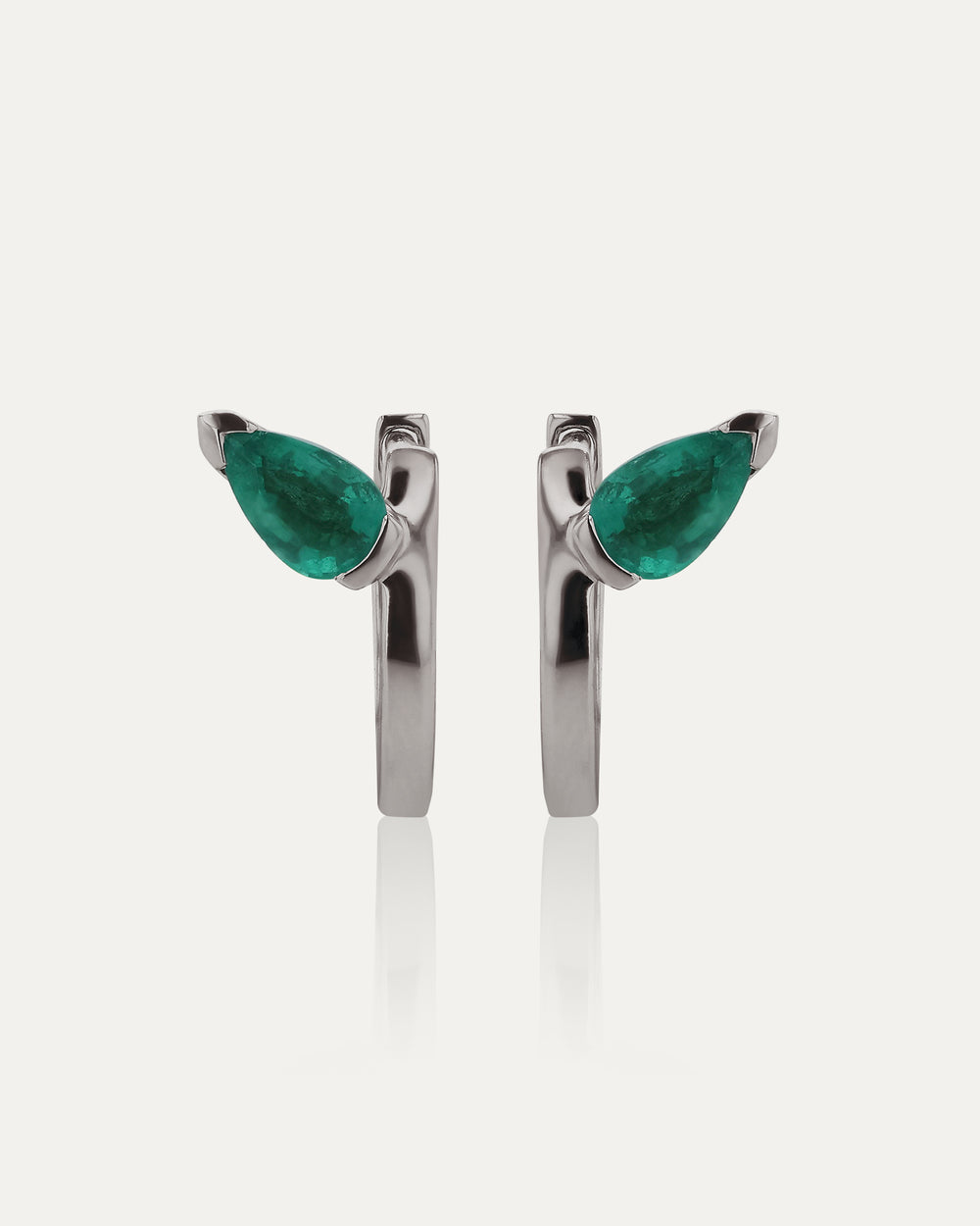 Suspense Pear Emerald Hoops