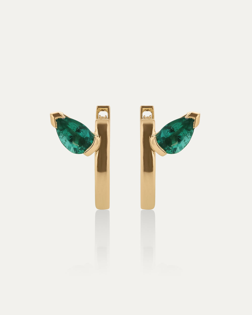 Suspense Pear Emerald Hoops