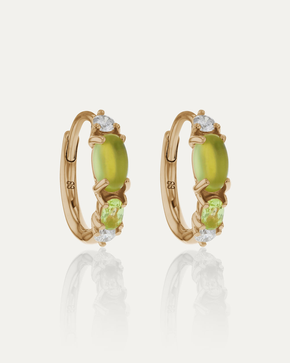 Sand Diamond Peridot Hoops