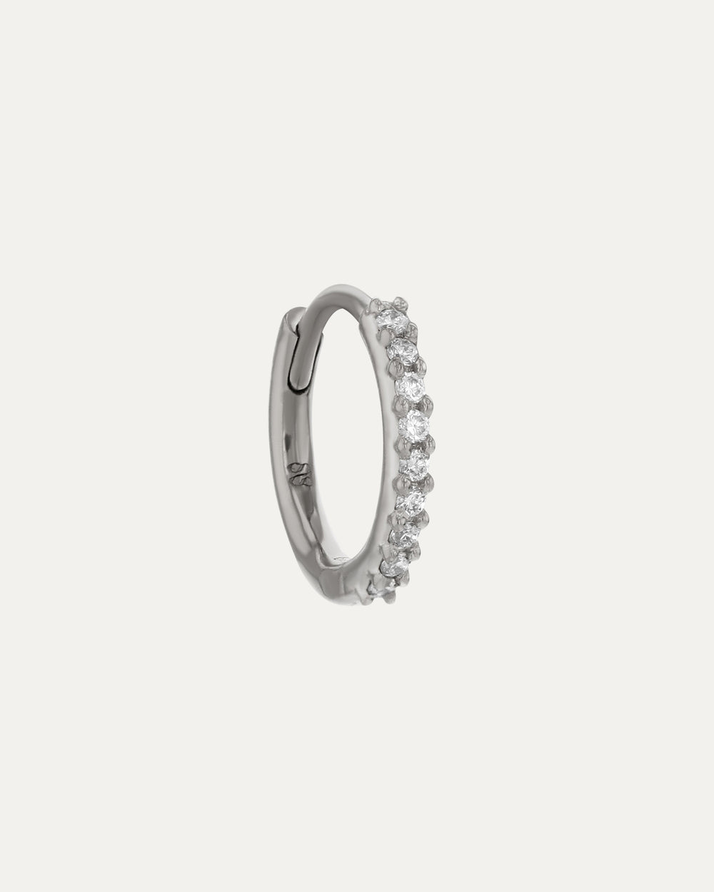SARAH & SEBASTIAN Demi Diamond Hoop in White Gold — detail view