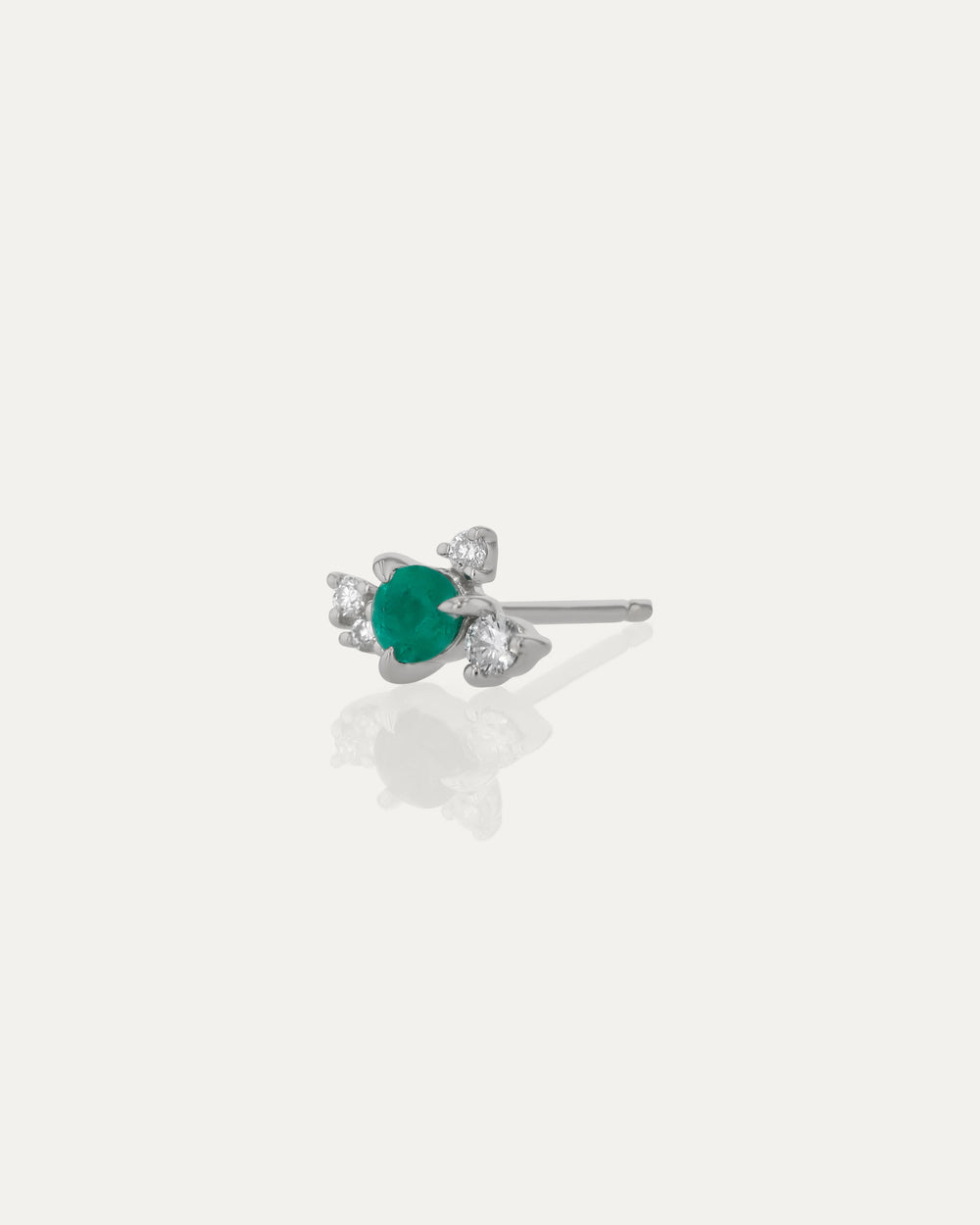 SARAH & SEBASTIAN Emerald Cluster Earring in White Gold — detail view