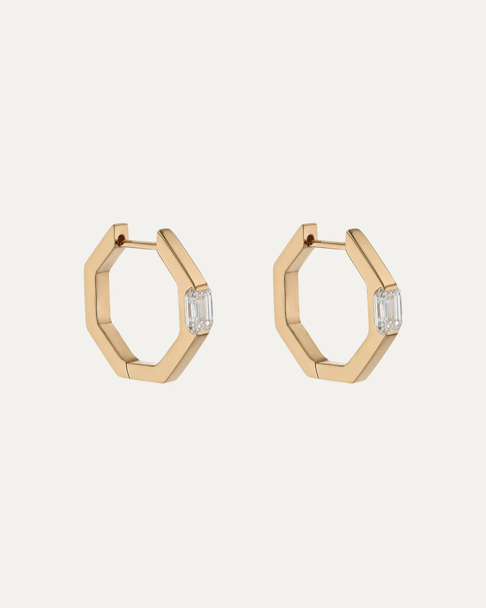 Faceted Emerald Hoops