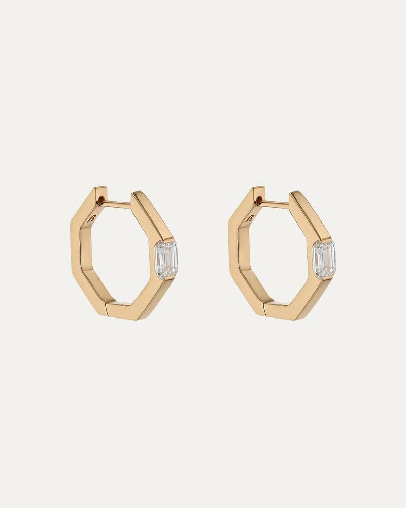 Faceted Emerald Hoops