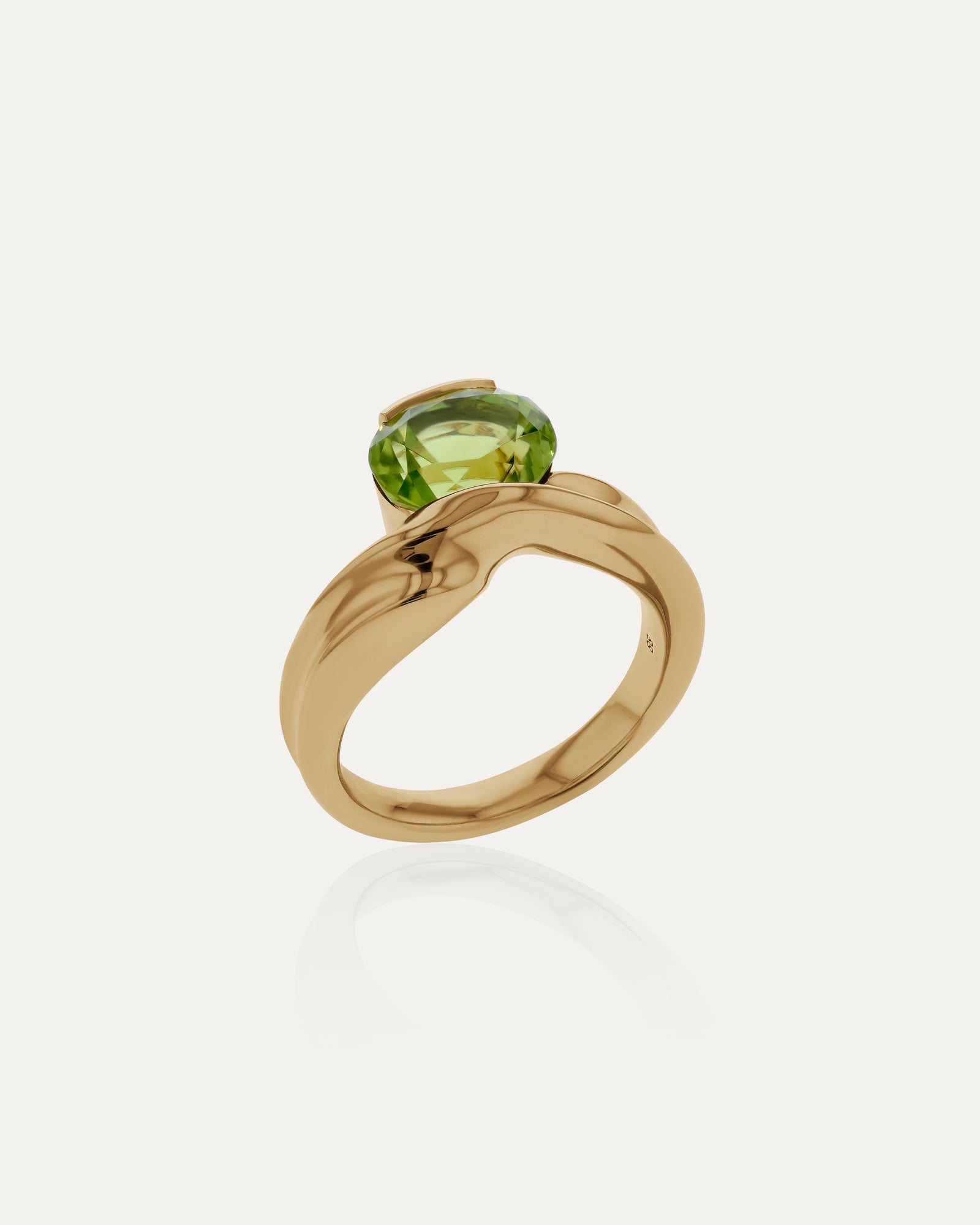 Marine Oval Peridot Ring in 18k Yellow Gold SARAH SEBASTIAN