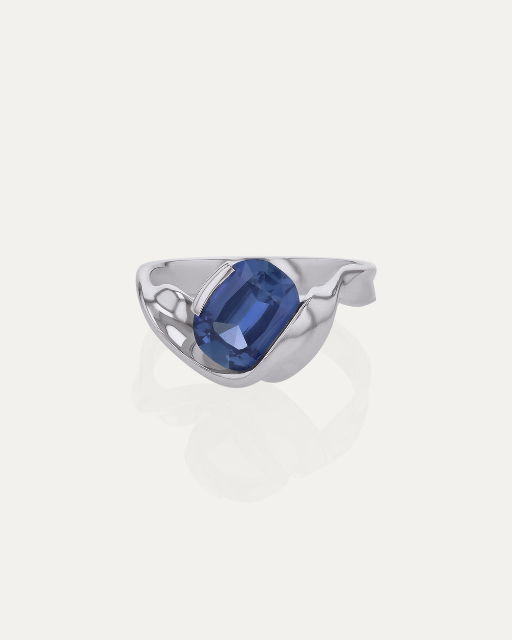 Marine Cushion Sapphire Ring