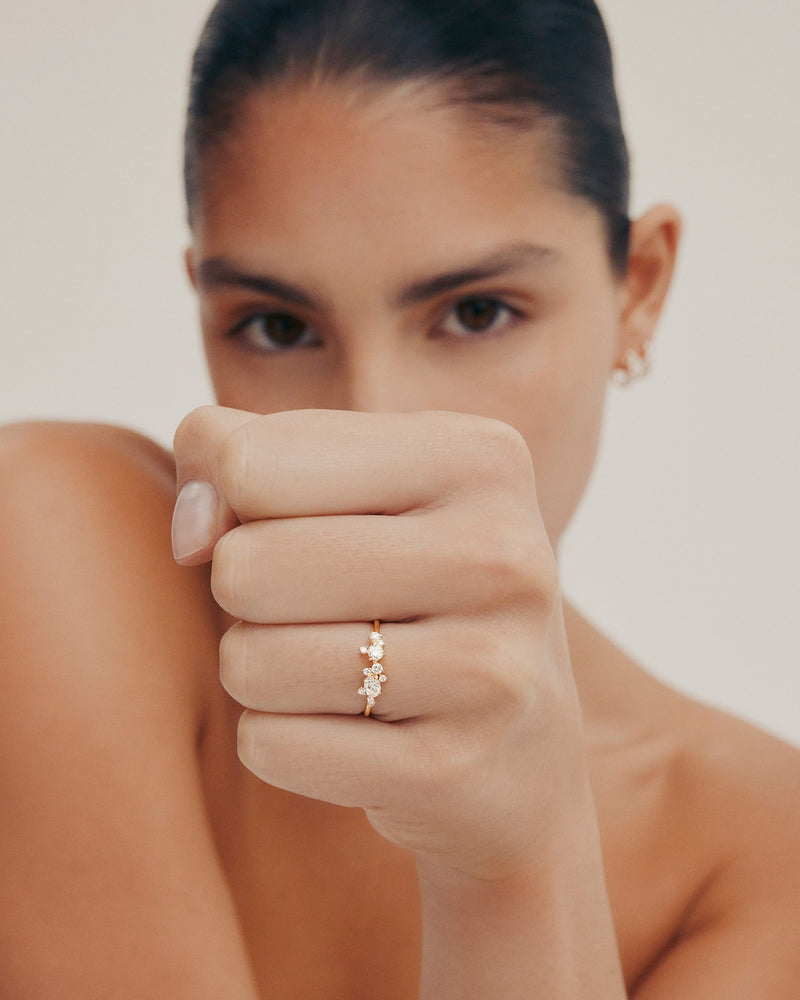 Diamond Verdigris Cluster Ring