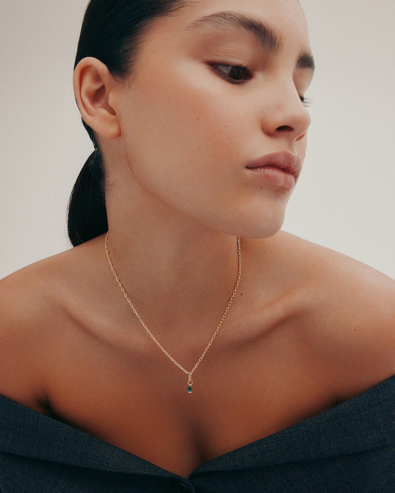 Petite Teal Sapphire Carabiner Charm