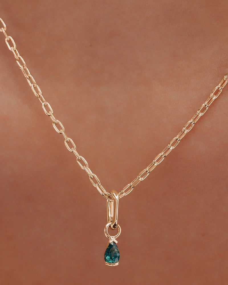 Petite Teal Sapphire Carabiner Charm