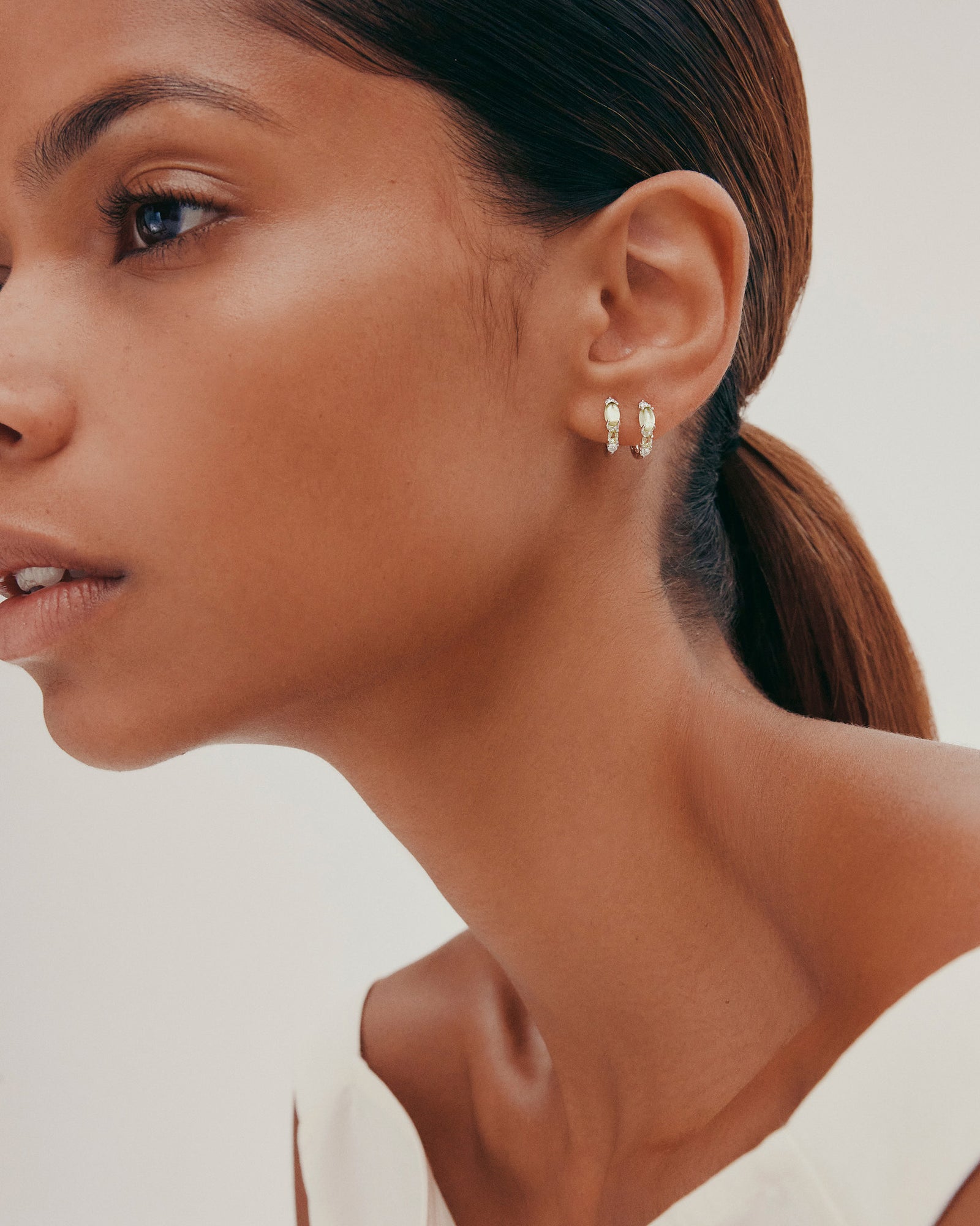 Sand Diamond Peridot Hoops | Sterling Silver | SARAH & SEBASTIAN