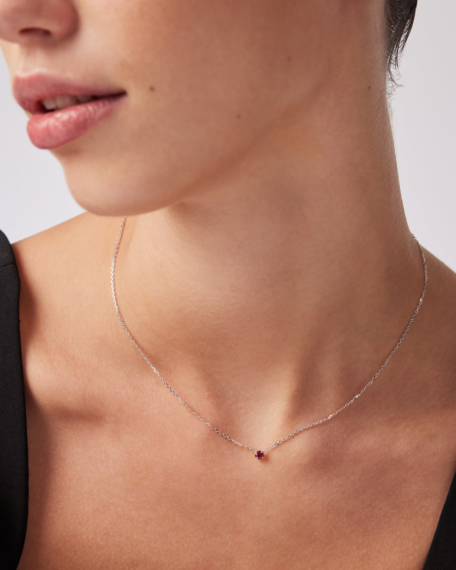 The Ruby Birthstone Necklace | Silver | Sarah & Sebastian – SARAH