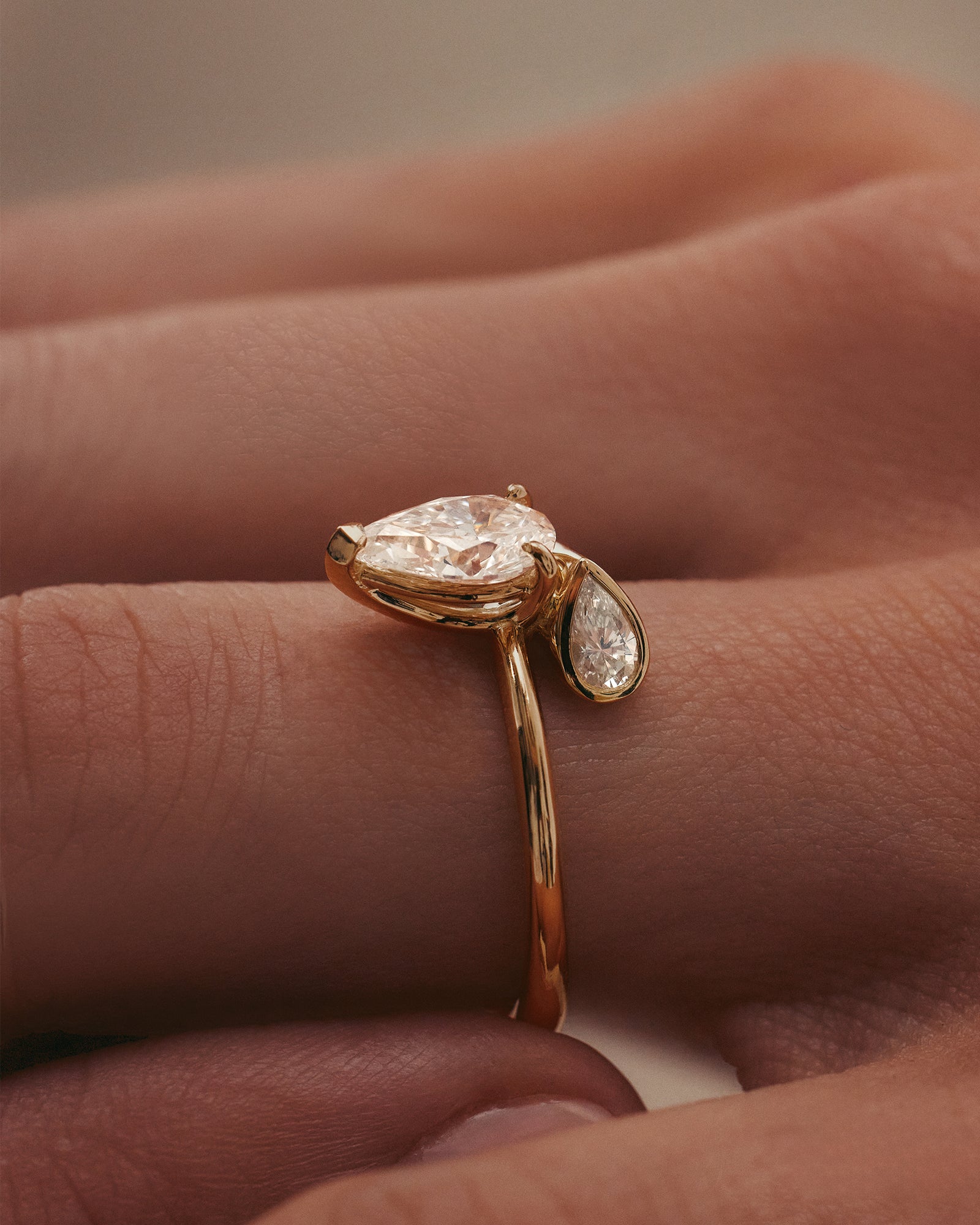 Aria Pear Engagement Ring Yellow Gold Sarah Sebastian