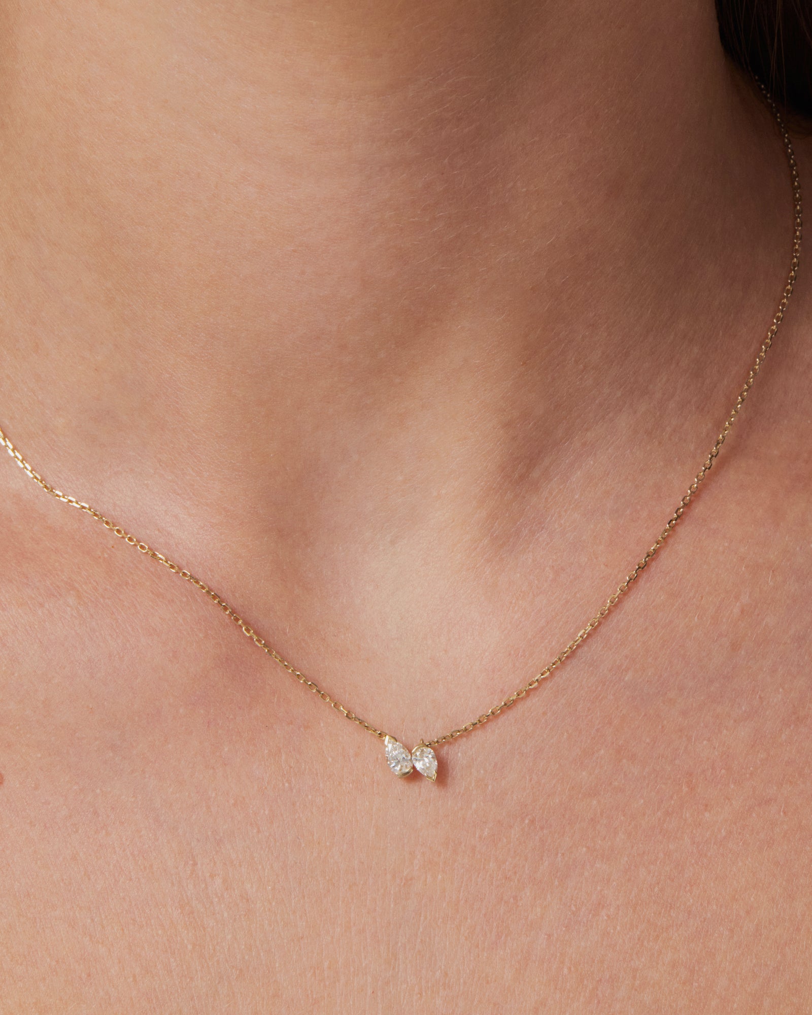 Petite Pear Toi et Moi Necklace | 18 Karat Gold | SARAH & SEBASTIAN