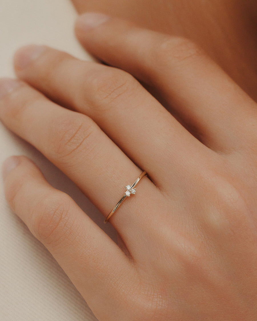 Trio Diamond Ring Yellow Gold Sarah Sebastian – SARAH