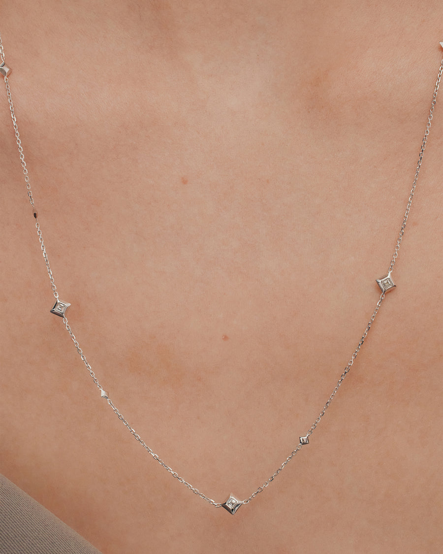 Zenith Station Necklace | Solid 18k White Gold | Sarah & Sebastian