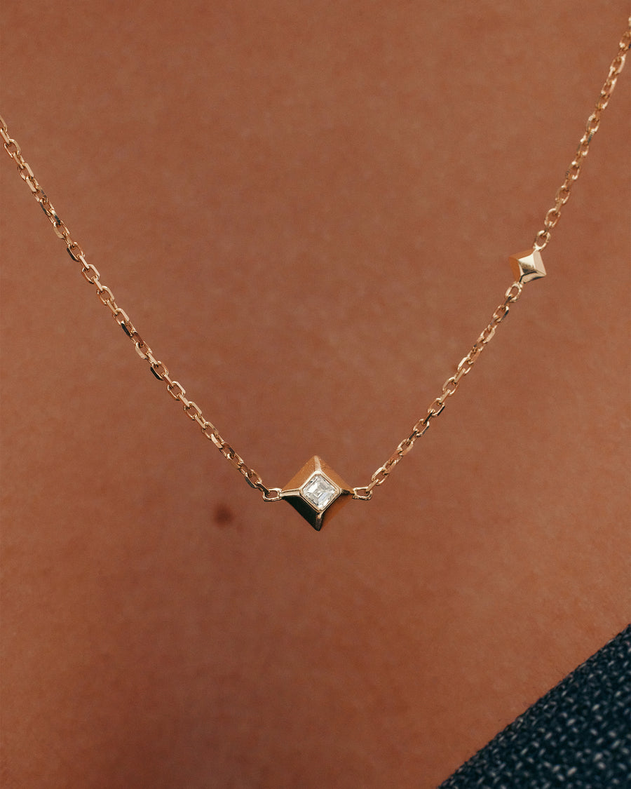 アクセサリー numbering Ribbon Station Necklace gold Zenith Station Necklace | Solid 18k Yellow Gold | Sarah