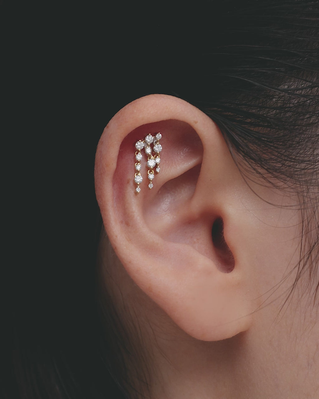 SARAH & SEBASTIAN Urchin Cartilage Earring in Yellow Gold — detail view