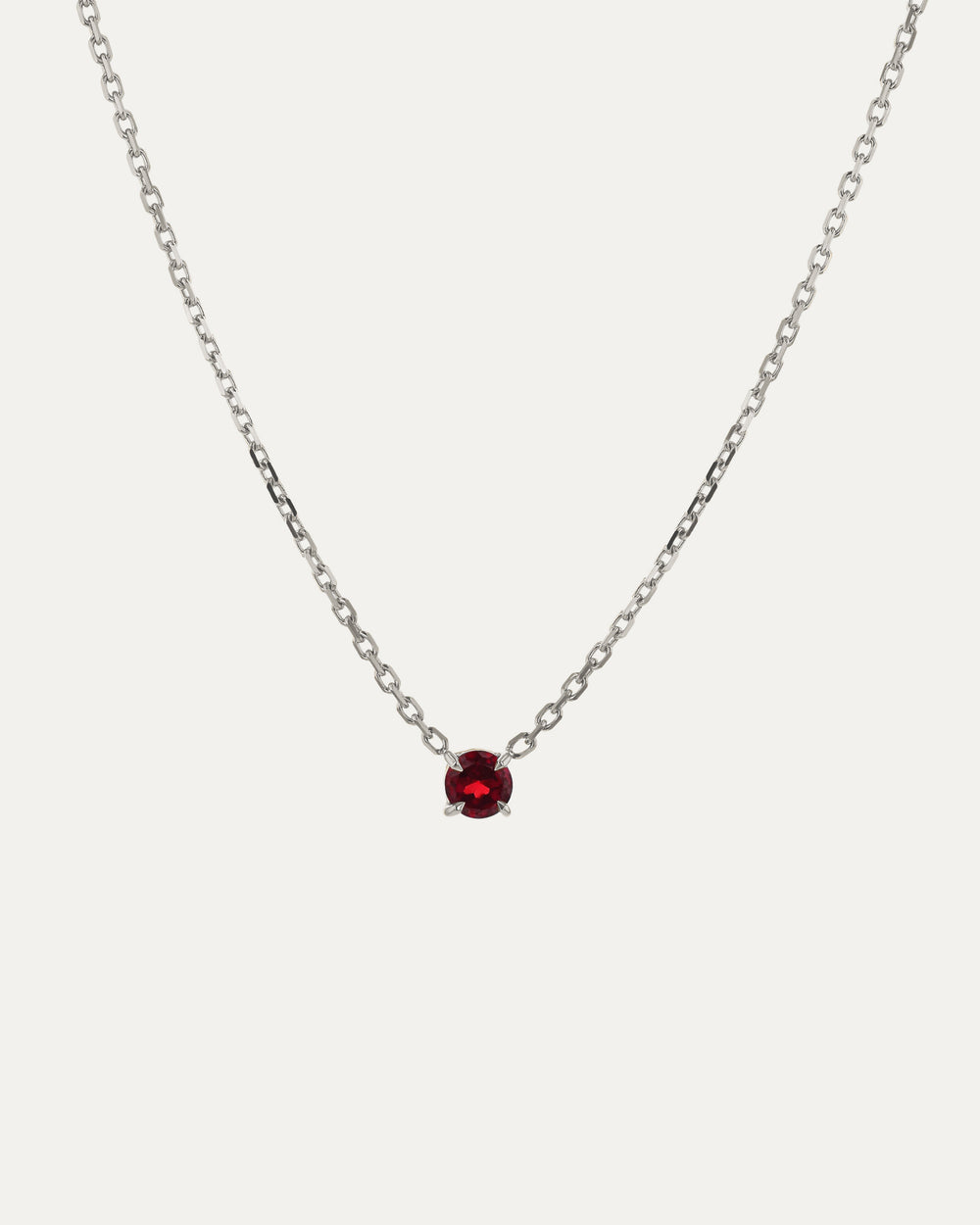 SARAH & SEBASTIAN The Ruby Birthstone Necklace in White Gold — detail view