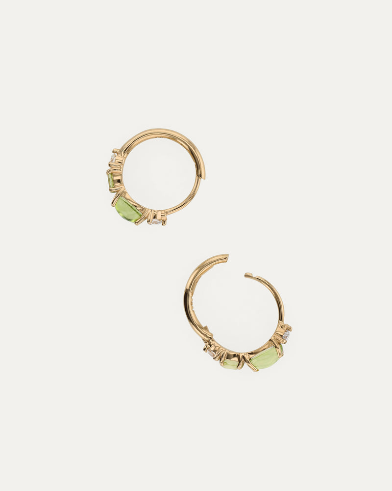 Sand Diamond Peridot Hoops
