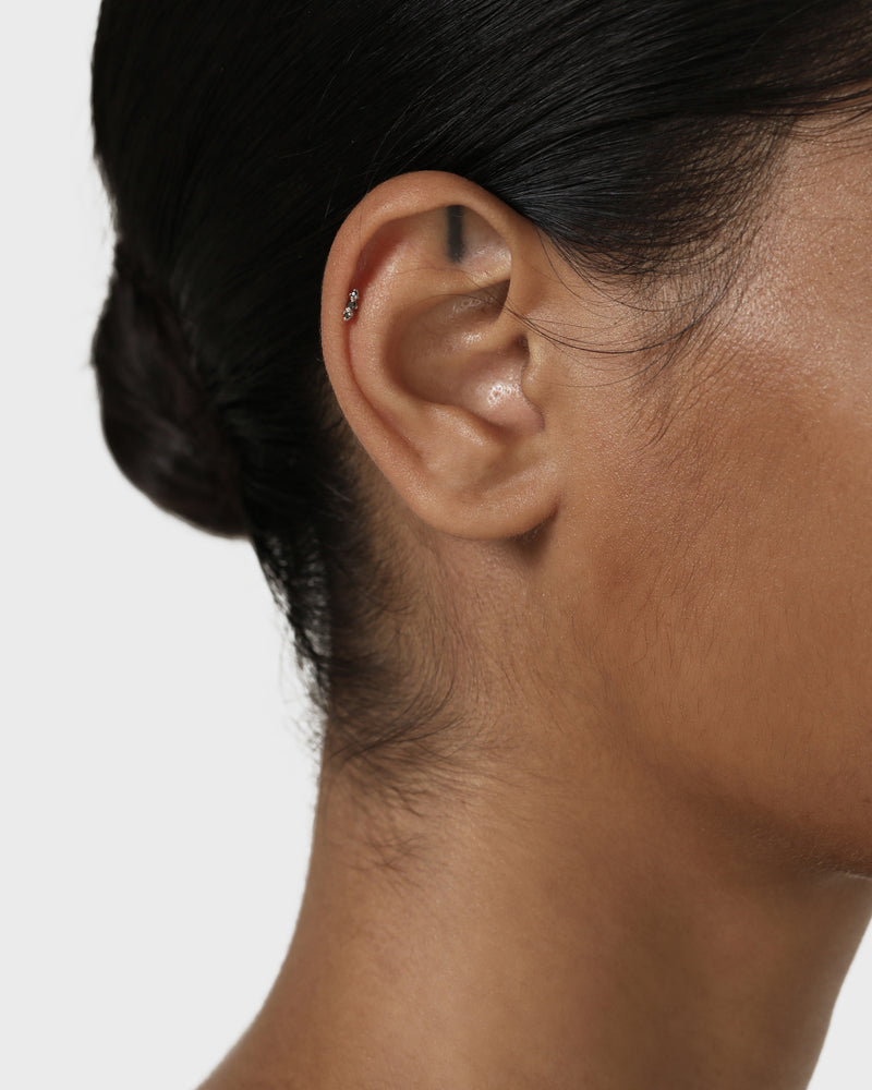 Black Diamond Row Cartilage Earring Platinum | Sarah & Sebastian