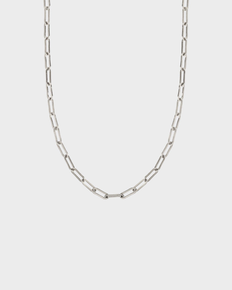 Block Elongated Chain Necklace Silver | Sarah & Sebastian