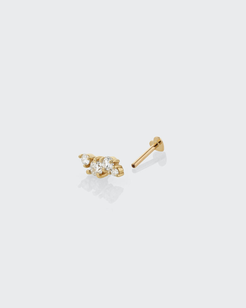 Diamond Gravity Cartilage Piercing Stud Gold | Sarah & Sebastian