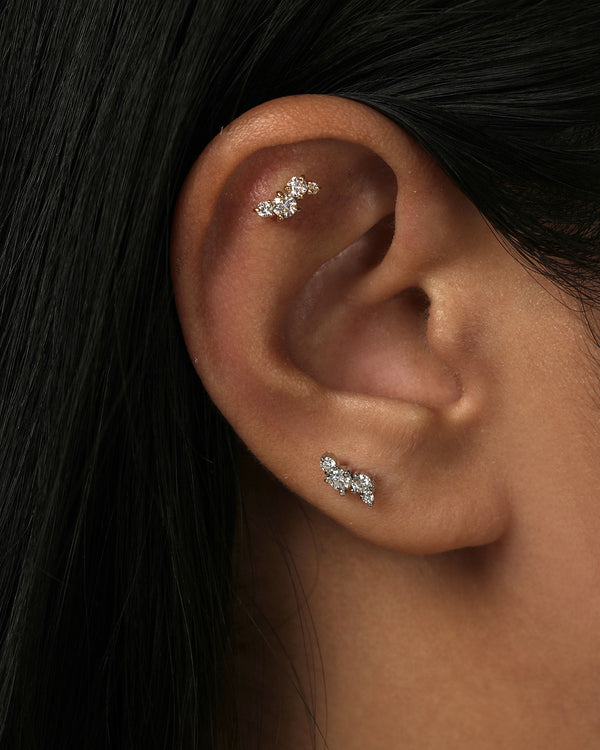 Diamond Gravity Cartilage Piercing Stud Gold | Sarah & Sebastian onBody