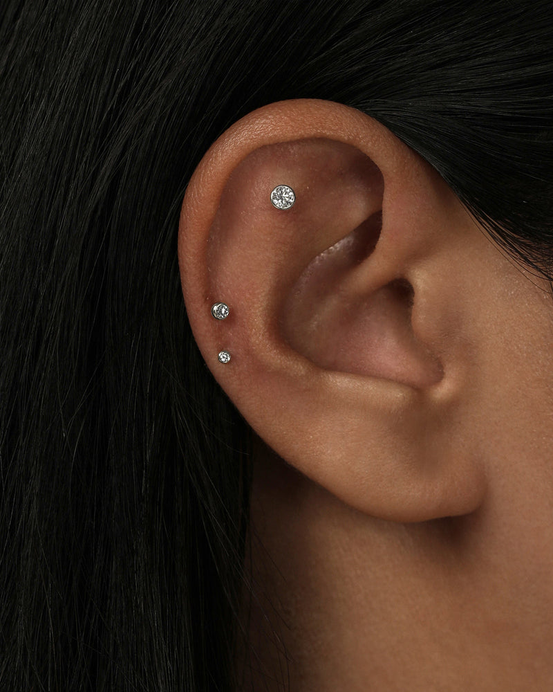 Tiny Lunette Cartilage Earring White Gold | Sarah & Sebastian onBody