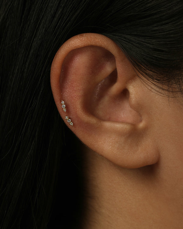 Diamond Row Cartilage Earring Yellow Gold | Sarah & Sebastian