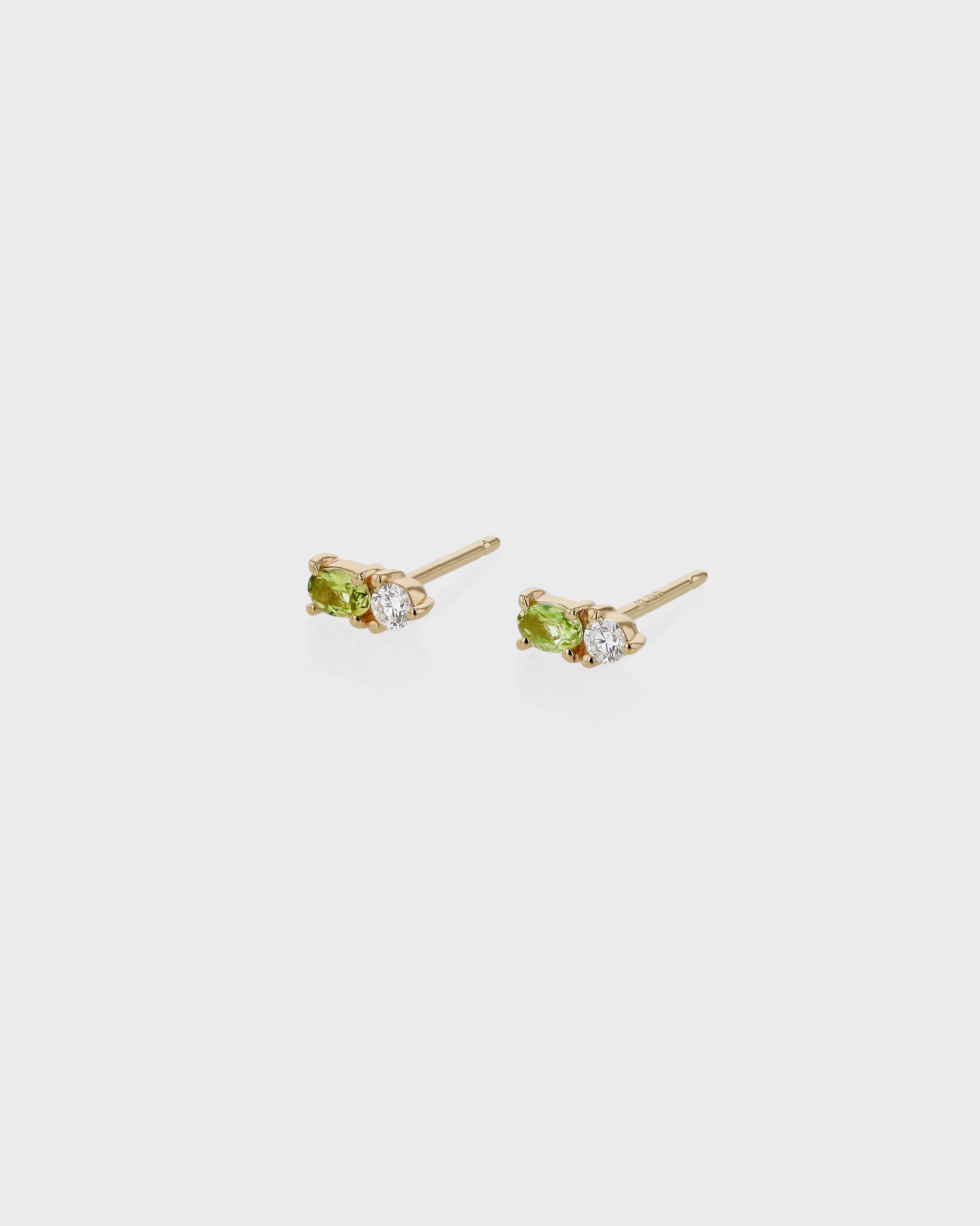 Micro Sand Diamond Peridot Earrings Yellow Gold | Sarah & Sebastian ...