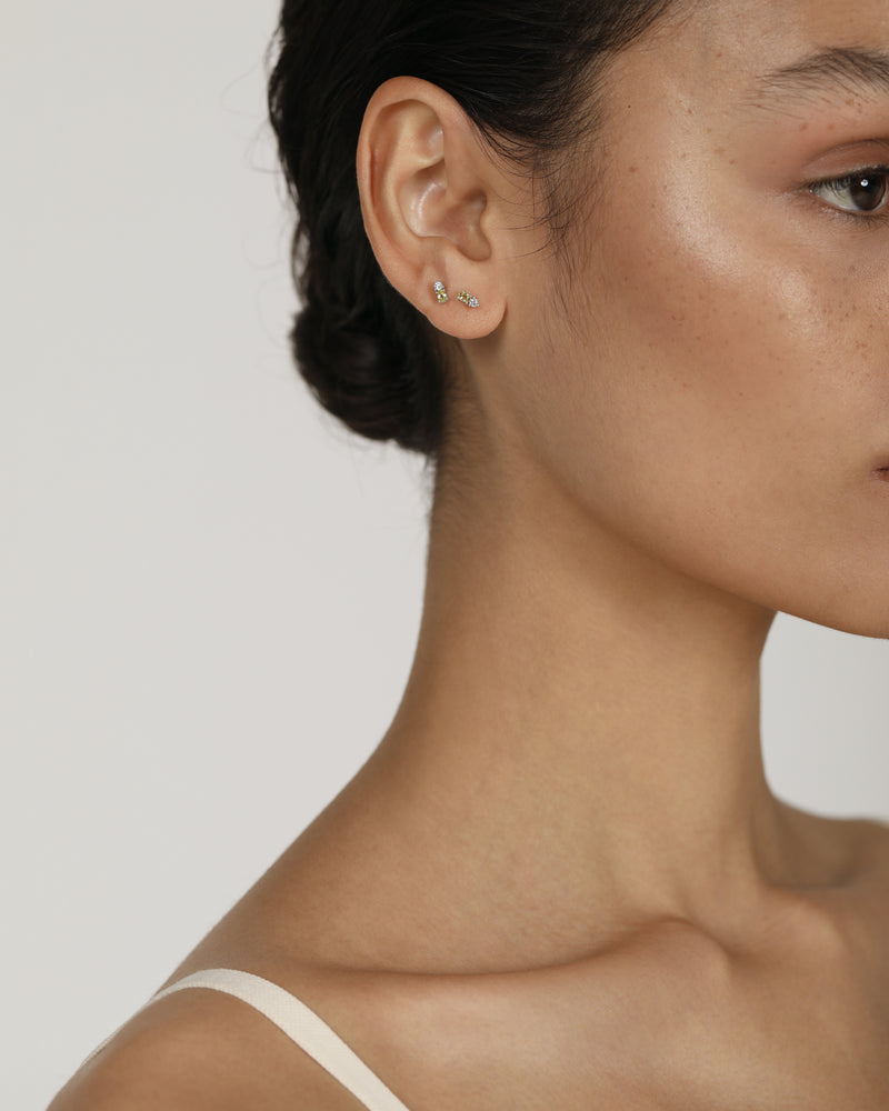 Micro Sand Diamond Peridot Earrings Gold | Sarah & Sebastian