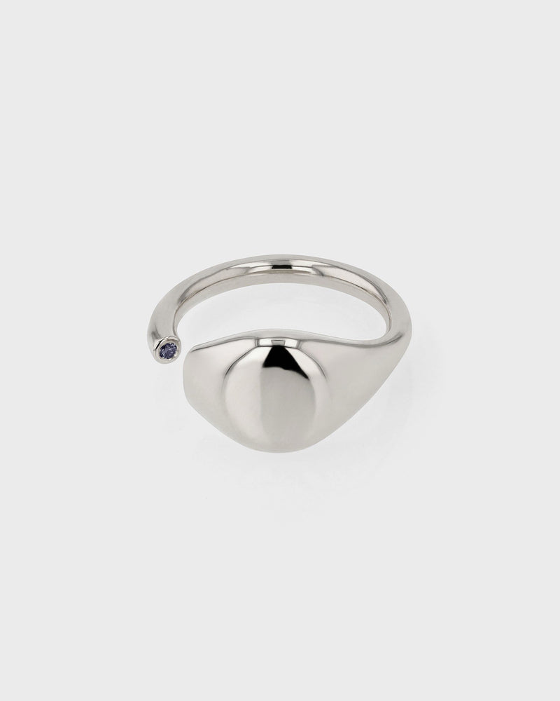 Sapphire Void Signet Ring Silver | Sarah & Sebastian