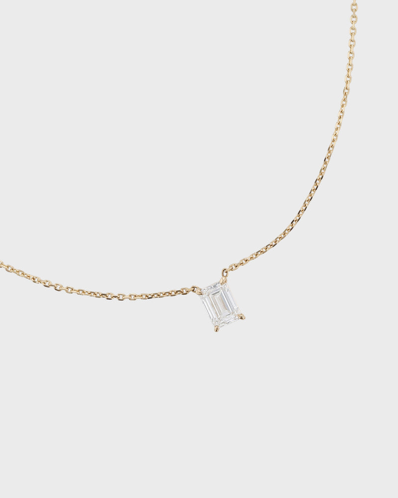 Solitaire Emerald Diamond Necklace Gold | Sarah & Sebastian