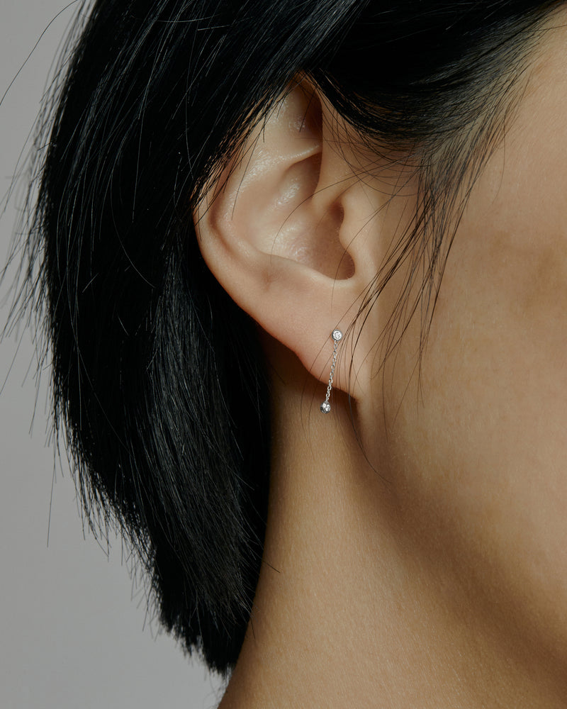 Tiny Lunette Diamond Earrings Silver | Sarah & Sebastian onBody
