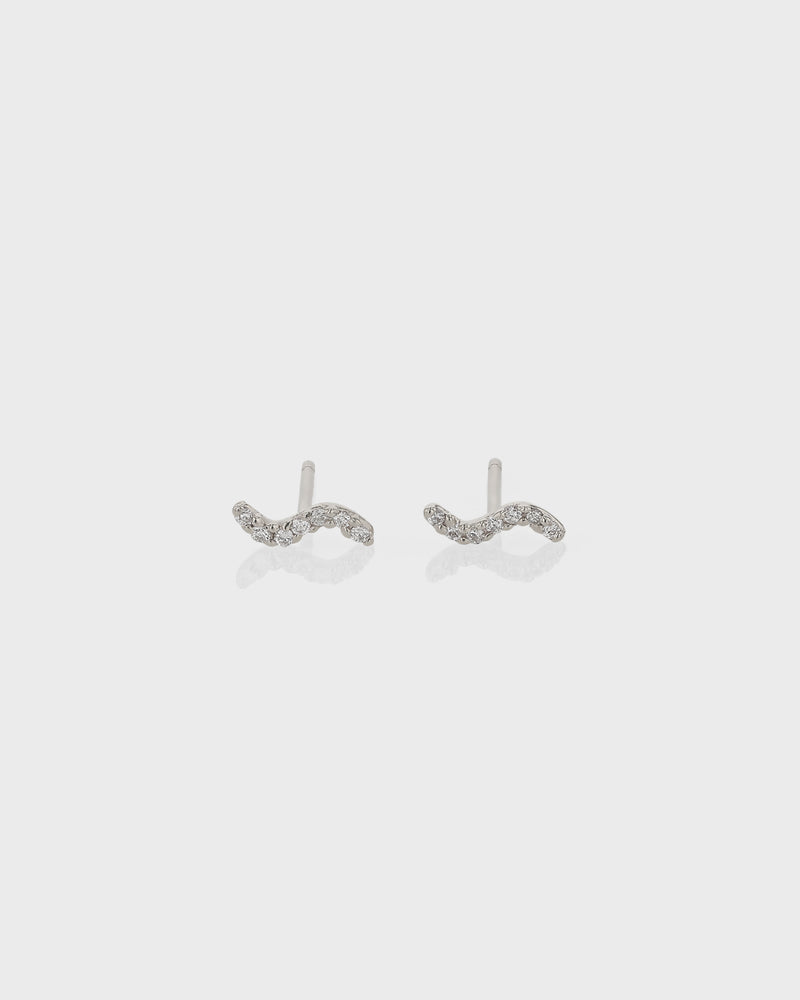Tiny Wave Diamond Earrings White Gold | Sarah & Sebastian