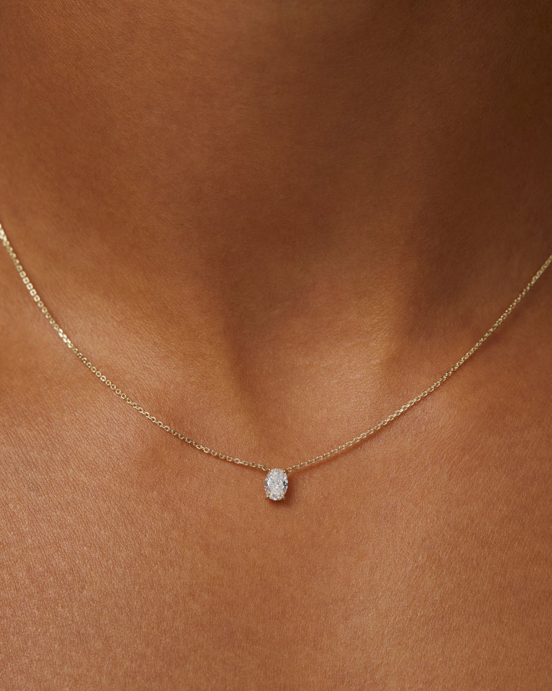 Solitaire Oval Diamond Necklace